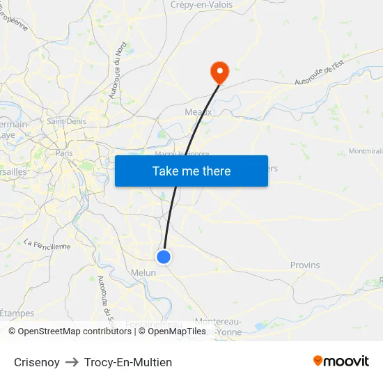 Crisenoy to Trocy-En-Multien map