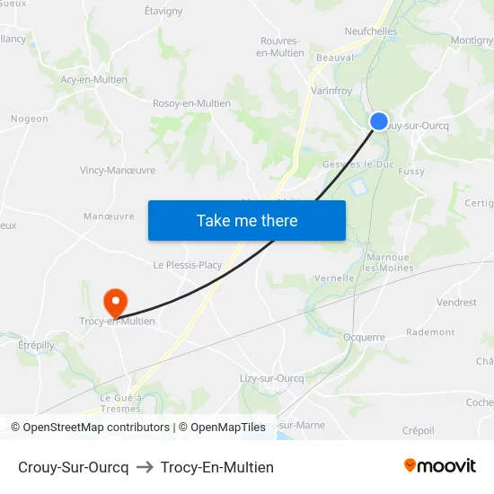Crouy-Sur-Ourcq to Trocy-En-Multien map
