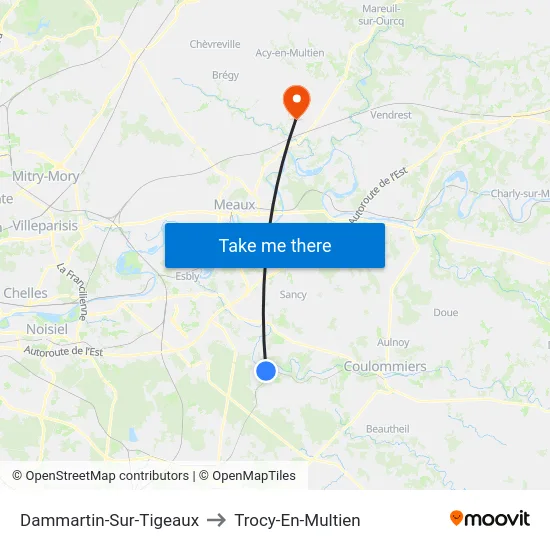 Dammartin-Sur-Tigeaux to Trocy-En-Multien map