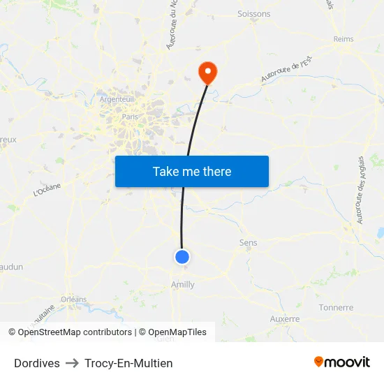 Dordives to Trocy-En-Multien map