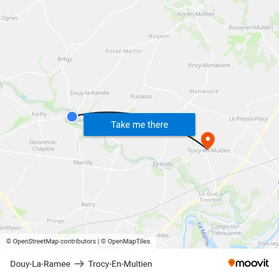 Douy-La-Ramee to Trocy-En-Multien map