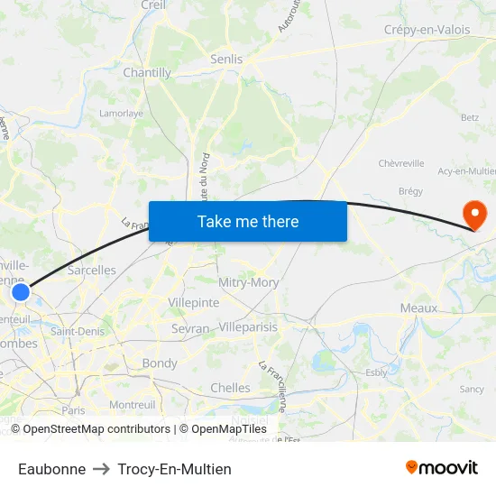 Eaubonne to Trocy-En-Multien map