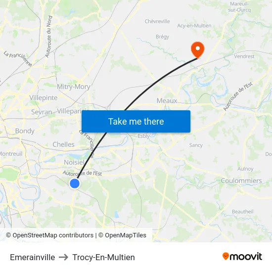 Emerainville to Trocy-En-Multien map
