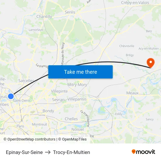 Epinay-Sur-Seine to Trocy-En-Multien map