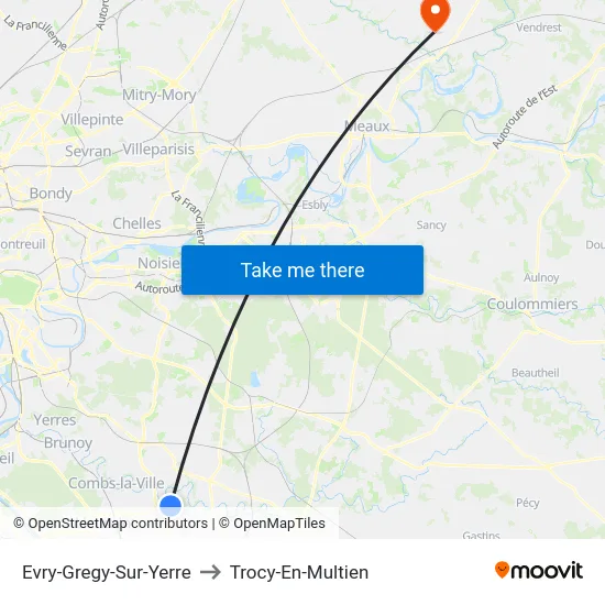 Evry-Gregy-Sur-Yerre to Trocy-En-Multien map