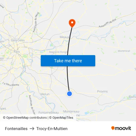 Fontenailles to Trocy-En-Multien map