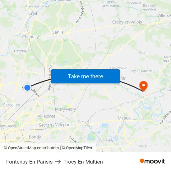 Fontenay-En-Parisis to Trocy-En-Multien map