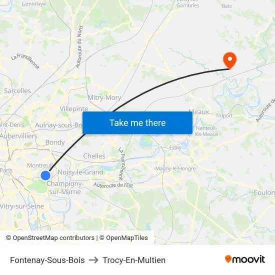 Fontenay-Sous-Bois to Trocy-En-Multien map