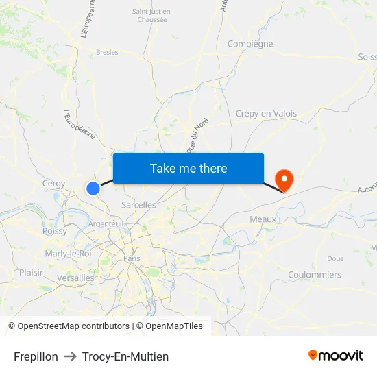 Frepillon to Trocy-En-Multien map