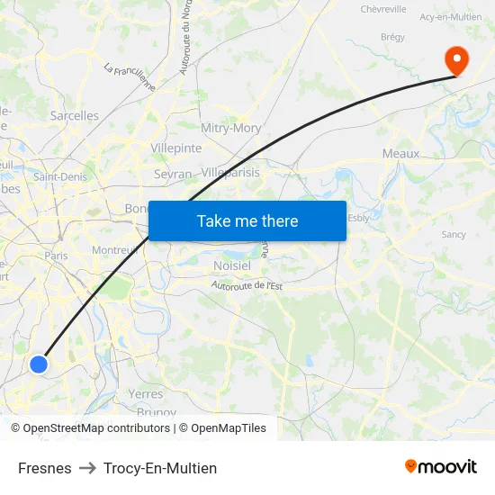 Fresnes to Trocy-En-Multien map