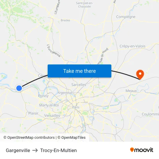 Gargenville to Trocy-En-Multien map