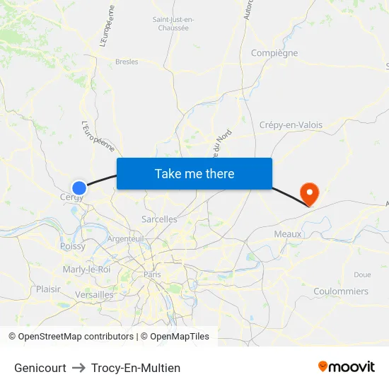Genicourt to Trocy-En-Multien map