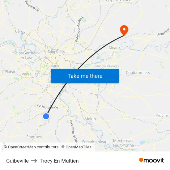 Guibeville to Trocy-En-Multien map