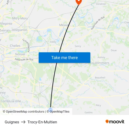 Guignes to Trocy-En-Multien map