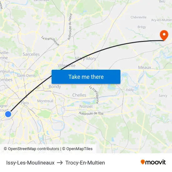 Issy-Les-Moulineaux to Trocy-En-Multien map