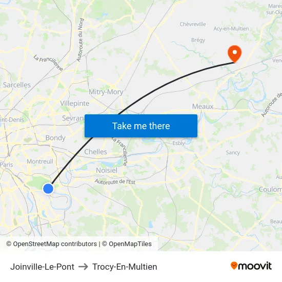 Joinville-Le-Pont to Trocy-En-Multien map