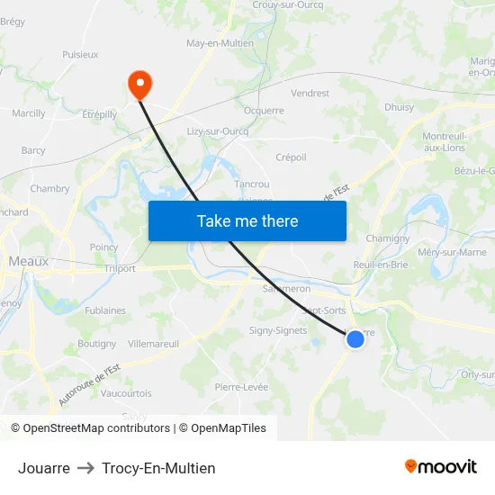 Jouarre to Trocy-En-Multien map
