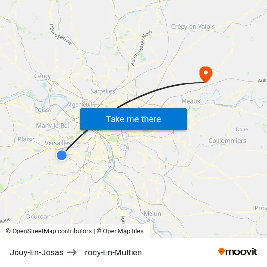Jouy-En-Josas to Trocy-En-Multien map