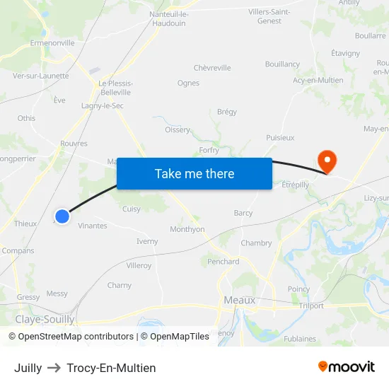 Juilly to Trocy-En-Multien map