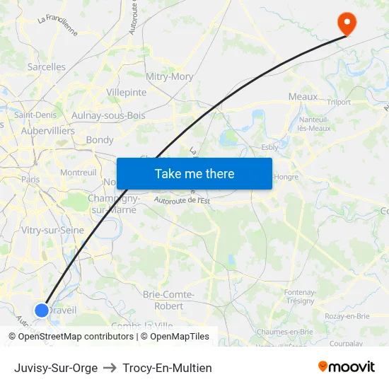 Juvisy-Sur-Orge to Trocy-En-Multien map