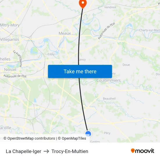 La Chapelle-Iger to Trocy-En-Multien map