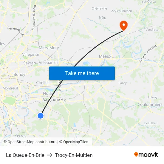 La Queue-En-Brie to Trocy-En-Multien map