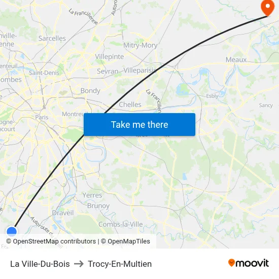La Ville-Du-Bois to Trocy-En-Multien map