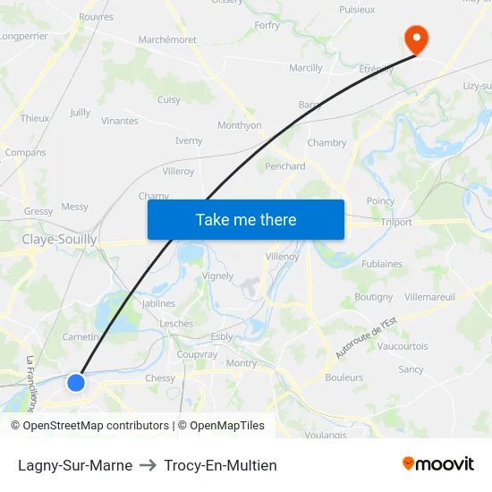 Lagny-Sur-Marne to Trocy-En-Multien map