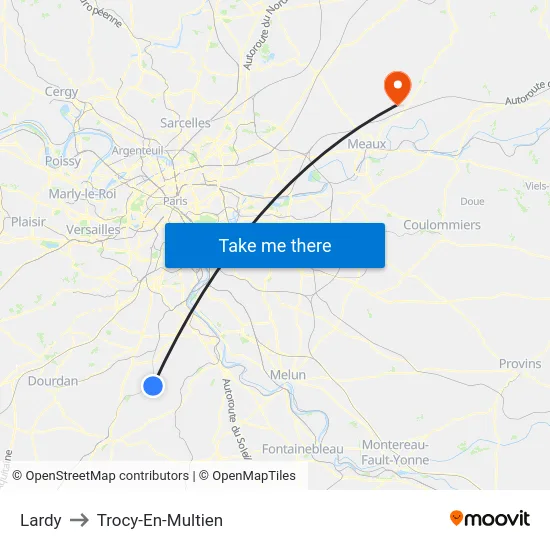 Lardy to Trocy-En-Multien map