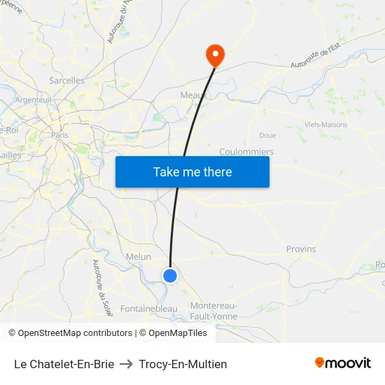 Le Chatelet-En-Brie to Trocy-En-Multien map