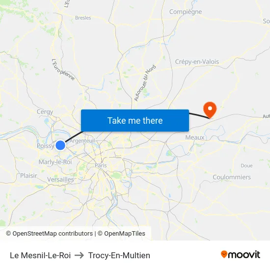 Le Mesnil-Le-Roi to Trocy-En-Multien map