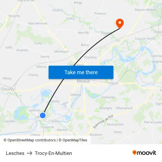 Lesches to Trocy-En-Multien map