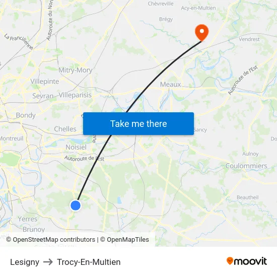 Lesigny to Trocy-En-Multien map