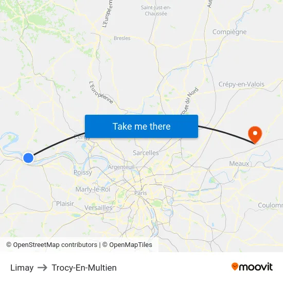 Limay to Trocy-En-Multien map