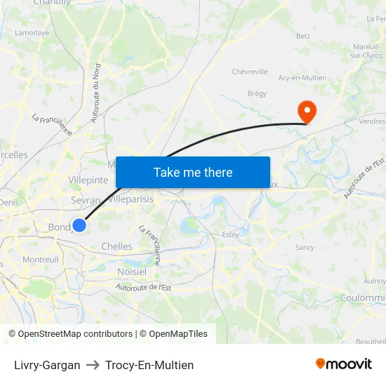 Livry-Gargan to Trocy-En-Multien map