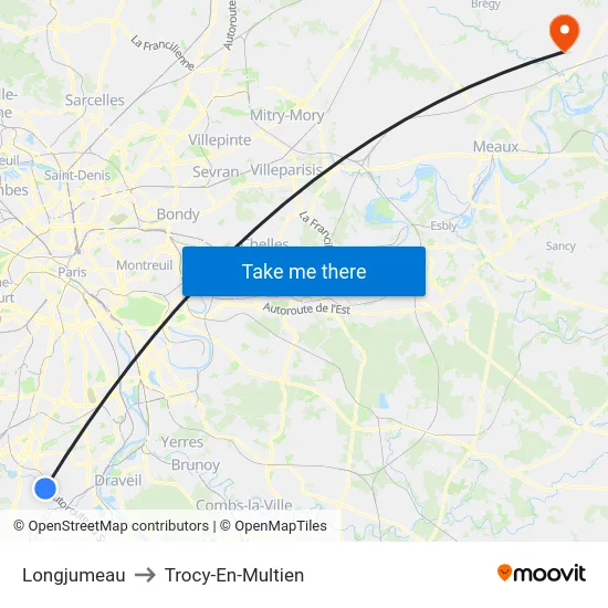 Longjumeau to Trocy-En-Multien map