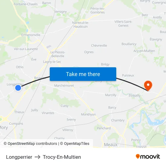 Longperrier to Trocy-En-Multien map