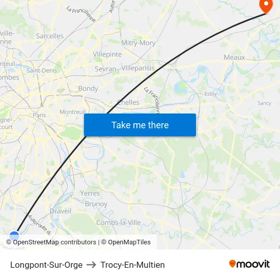 Longpont-Sur-Orge to Trocy-En-Multien map
