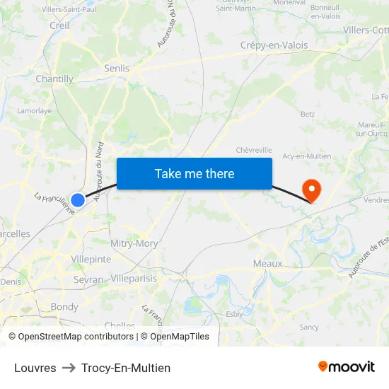 Louvres to Trocy-En-Multien map