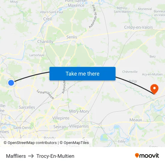Maffliers to Trocy-En-Multien map