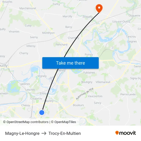 Magny-Le-Hongre to Trocy-En-Multien map