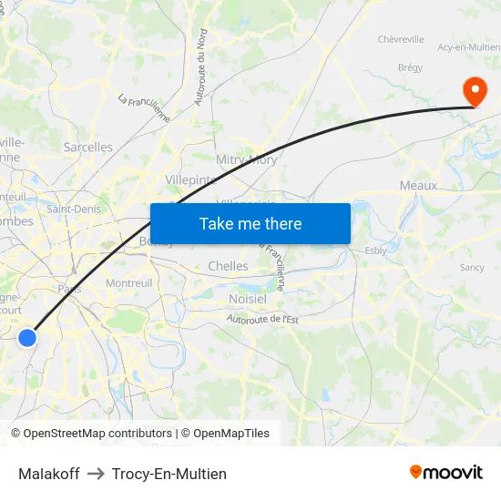 Malakoff to Trocy-En-Multien map