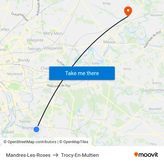 Mandres-Les-Roses to Trocy-En-Multien map