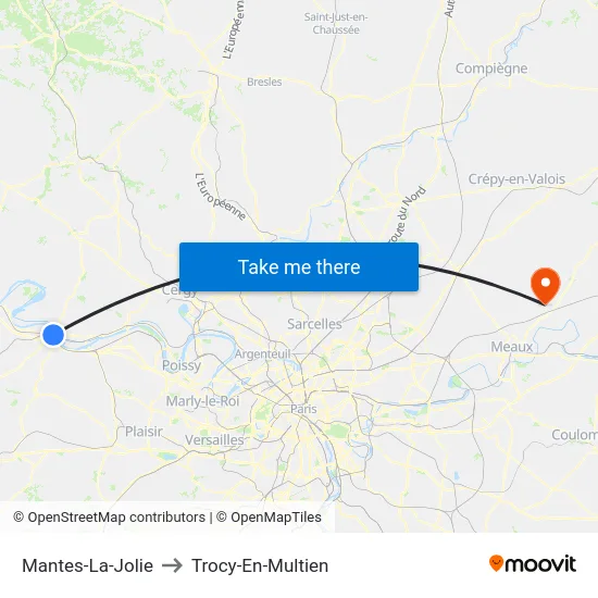 Mantes-La-Jolie to Trocy-En-Multien map