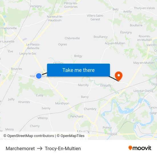 Marchemoret to Trocy-En-Multien map