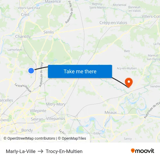 Marly-La-Ville to Trocy-En-Multien map