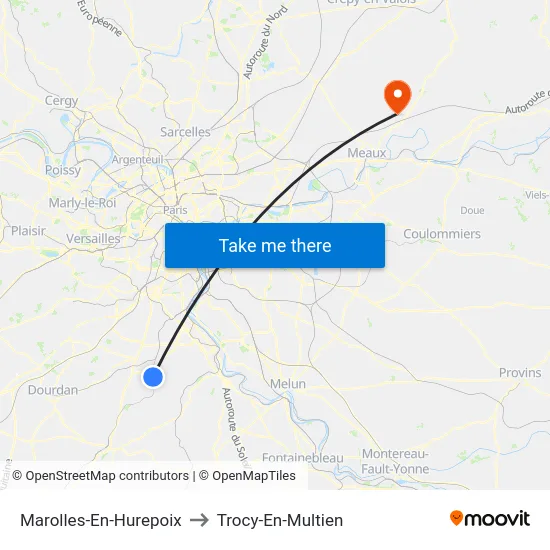 Marolles-En-Hurepoix to Trocy-En-Multien map