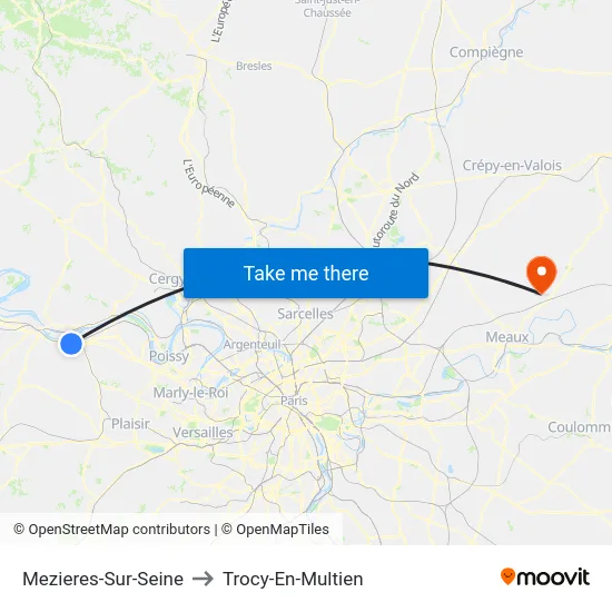 Mezieres-Sur-Seine to Trocy-En-Multien map