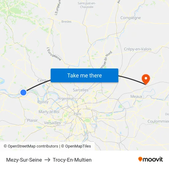 Mezy-Sur-Seine to Trocy-En-Multien map