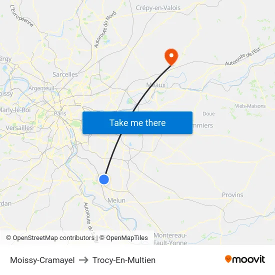 Moissy-Cramayel to Trocy-En-Multien map